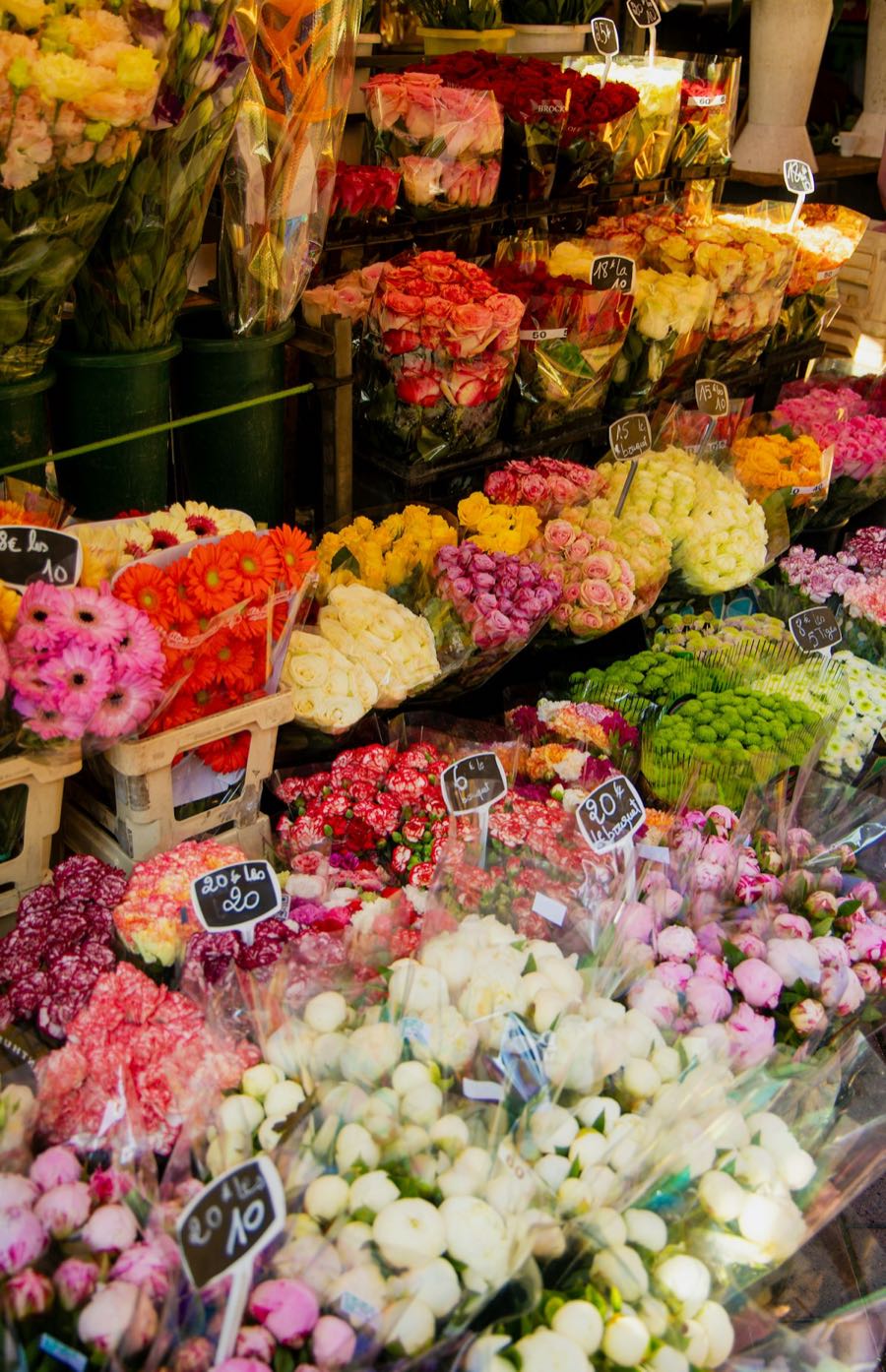 Étal de fleurs sur un marché de Nice